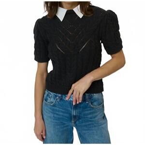 NEW THE BLUE COLLECTION brooke twofer sweater in black